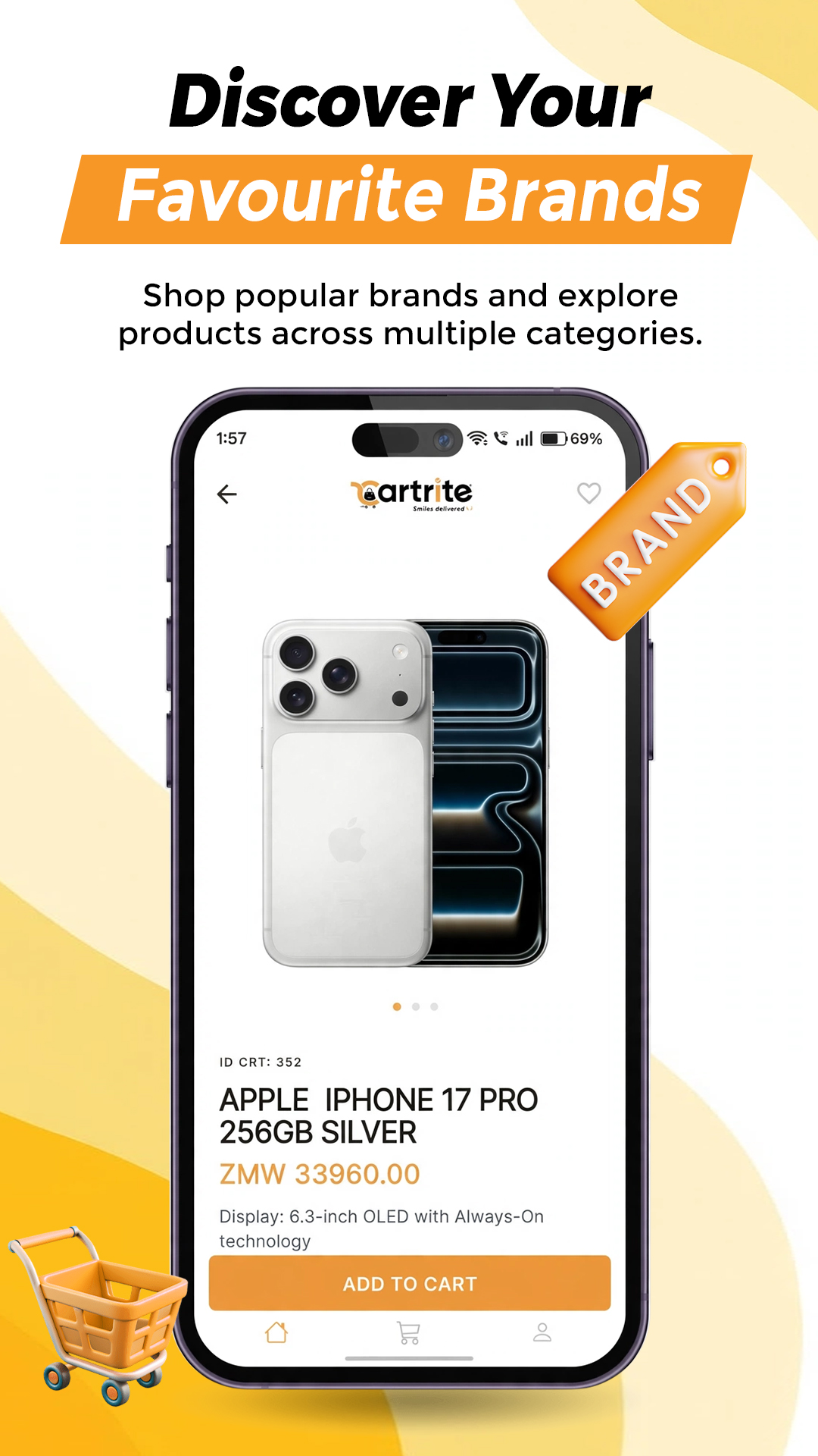 Cartrite app screenshot - shopping cart