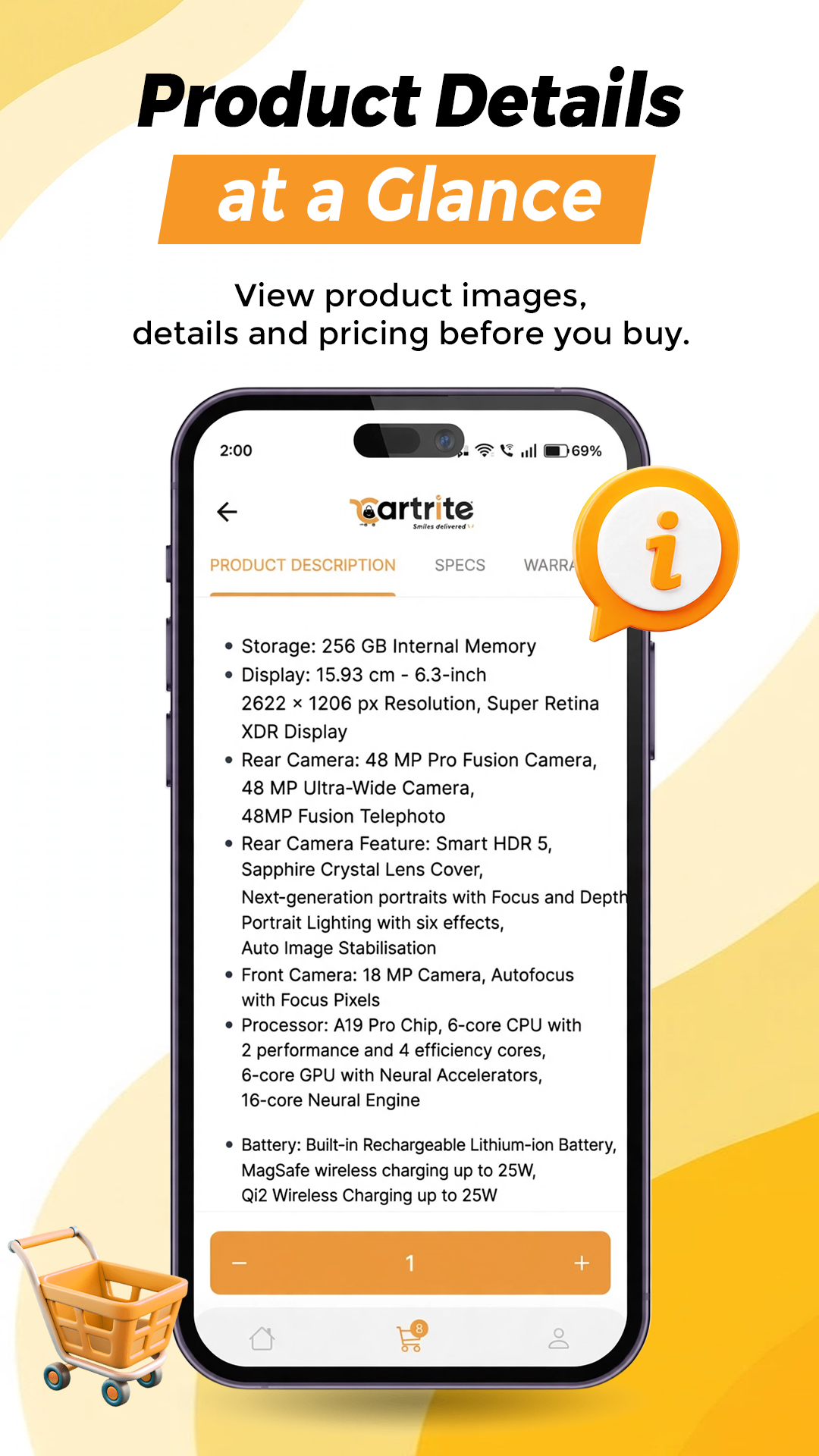 Cartrite app screenshot - checkout