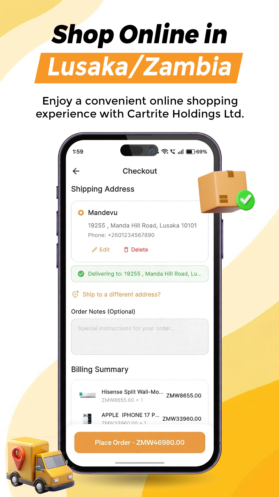 Cartrite app screenshot - order tracking