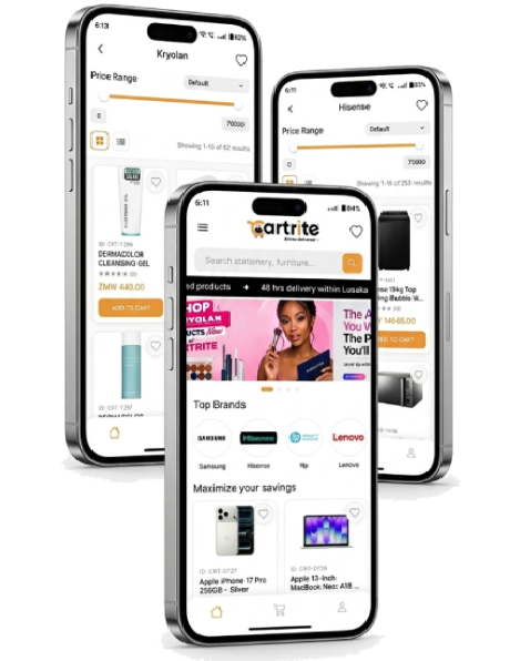 Cartrite online shopping app in Zambia